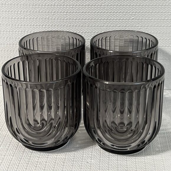 Gatsby ART DECO Set of 4 On The Rocks Smoky Gray Glasses Bar 11oz 325ml Apollo - Picture 2 of 13